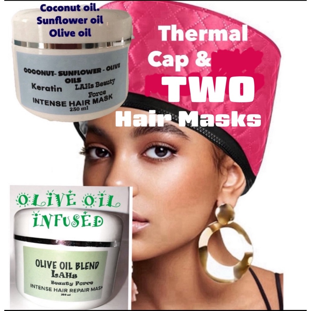 2 Hair Masks and Thermal Warmer cap TRIO
